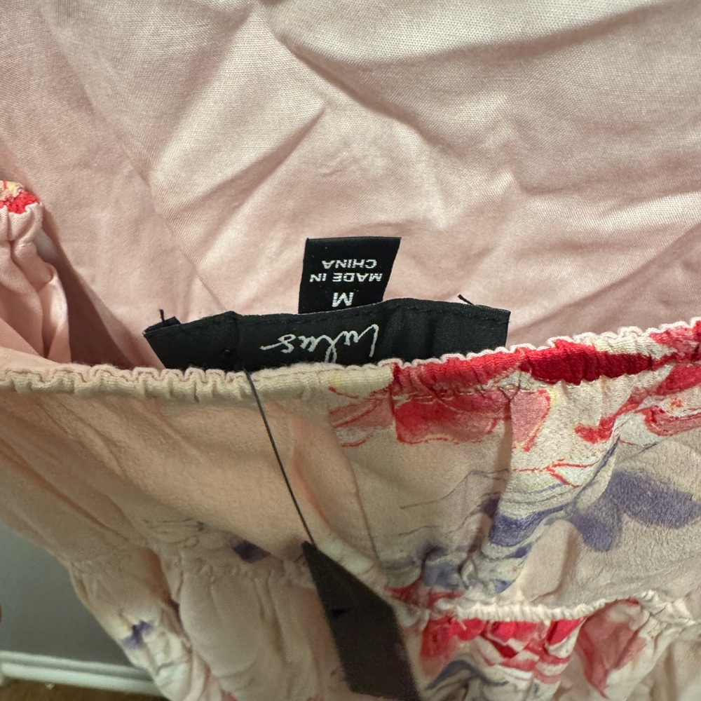Lulu's Feeling the Frills Light Pink Floral Print Tiered Midi Dress Medium NWT - Picture 8 of 9